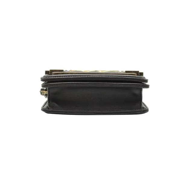 CHANEL Classic Studded Boy Brick Flap Bag in Black Lambskin Leather