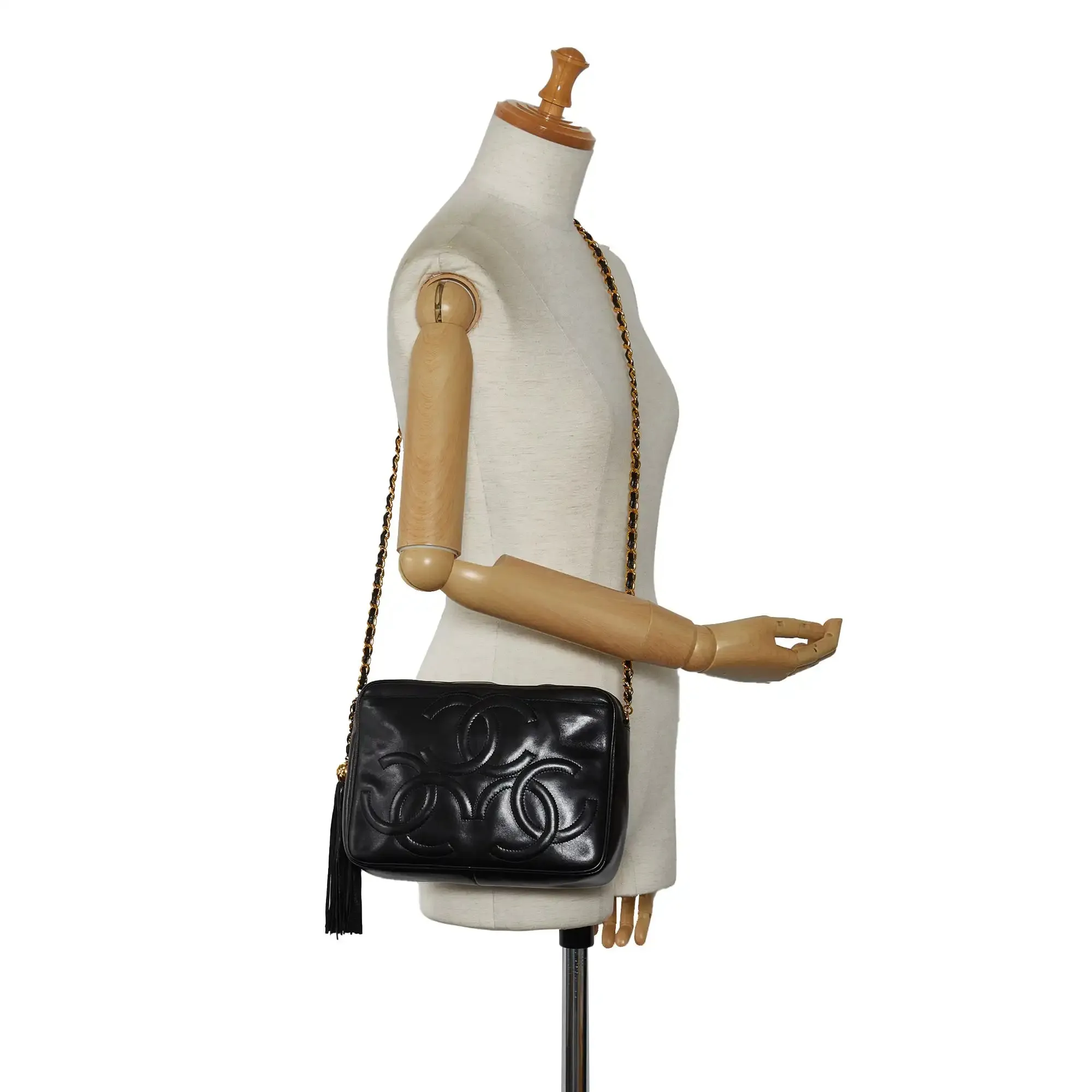 Chanel Triple CC Camera Bag Black Lambskin Gold