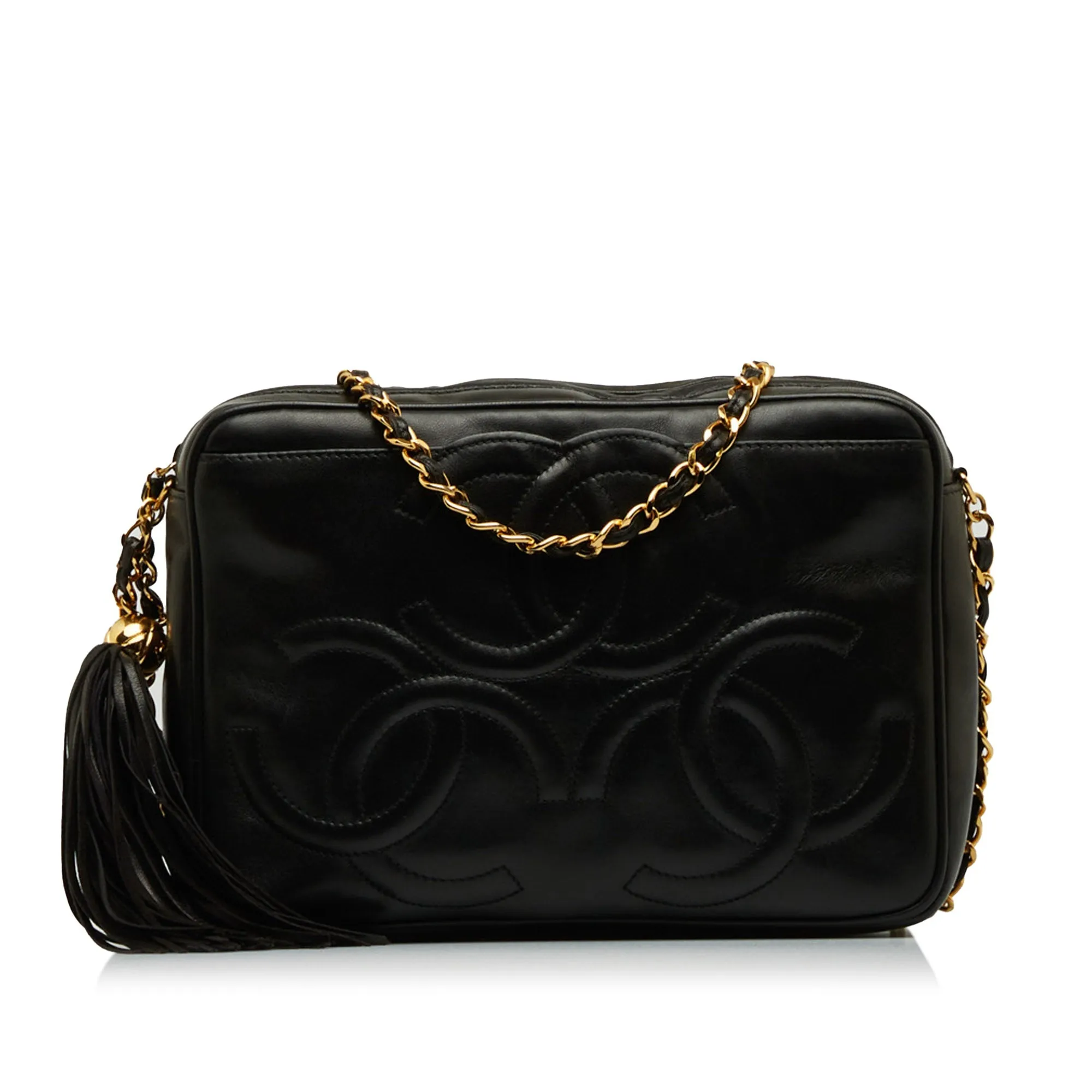 Chanel Triple CC Camera Bag Black Lambskin Gold