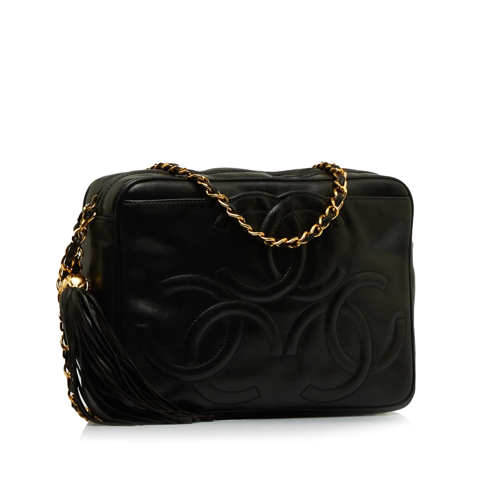 Chanel Triple CC Camera Bag Black Lambskin Gold