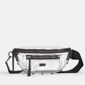 CHARLES CROSSBODY MED - Clear Black/Brushed Gold Red Zip