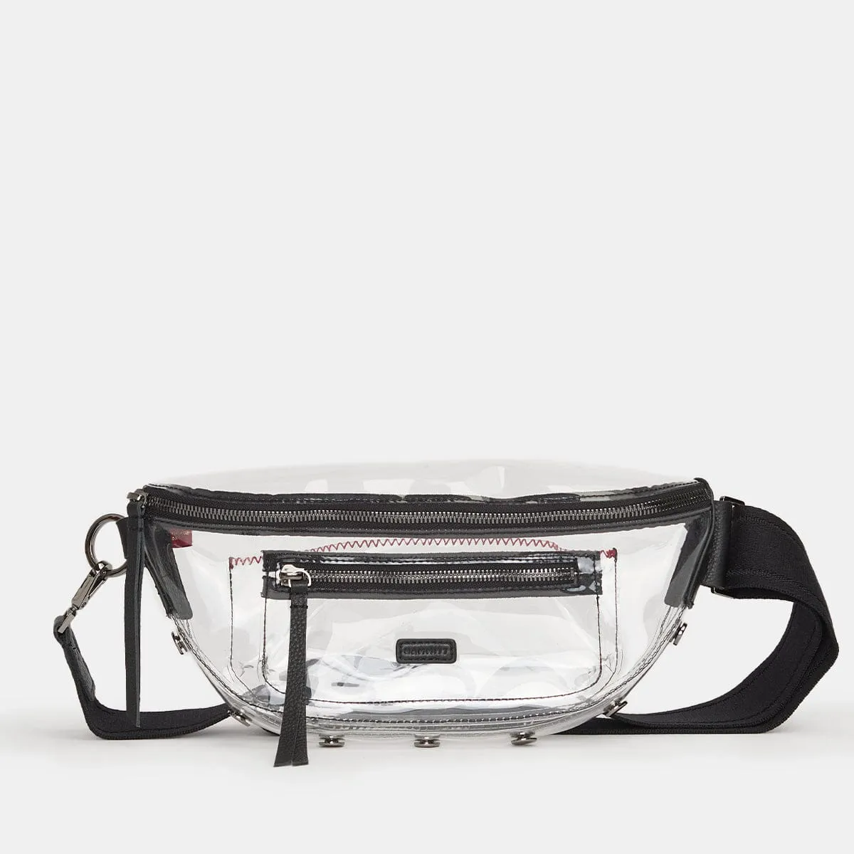 CHARLES CROSSBODY MED - Clear Black/Brushed Gold Red Zip