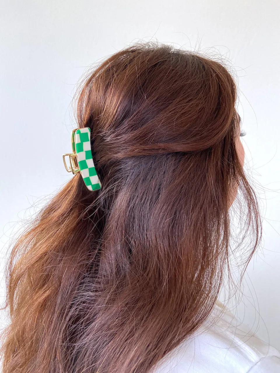 Checkered Gold Claw Clip | Eco-Friendly