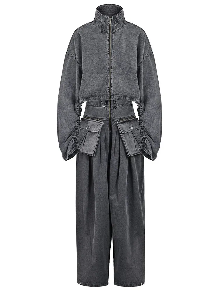 ChicEver Two Piece Denim Suit