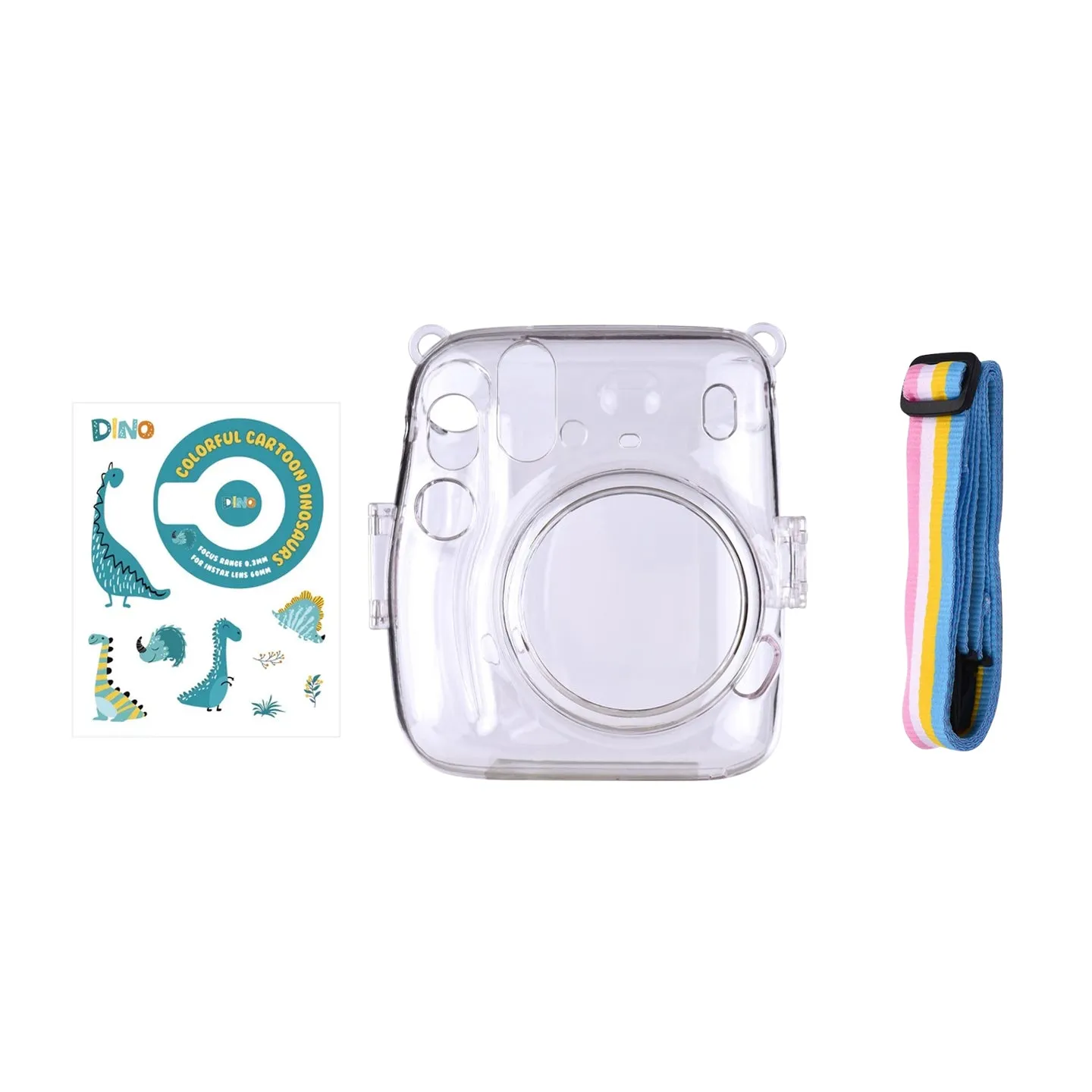 [CLEARANCE] Pikxi CM11 Clear Transparent Protective Case with Strap and Cute Sticker for Fujifilm Instax Mini 11 Camera