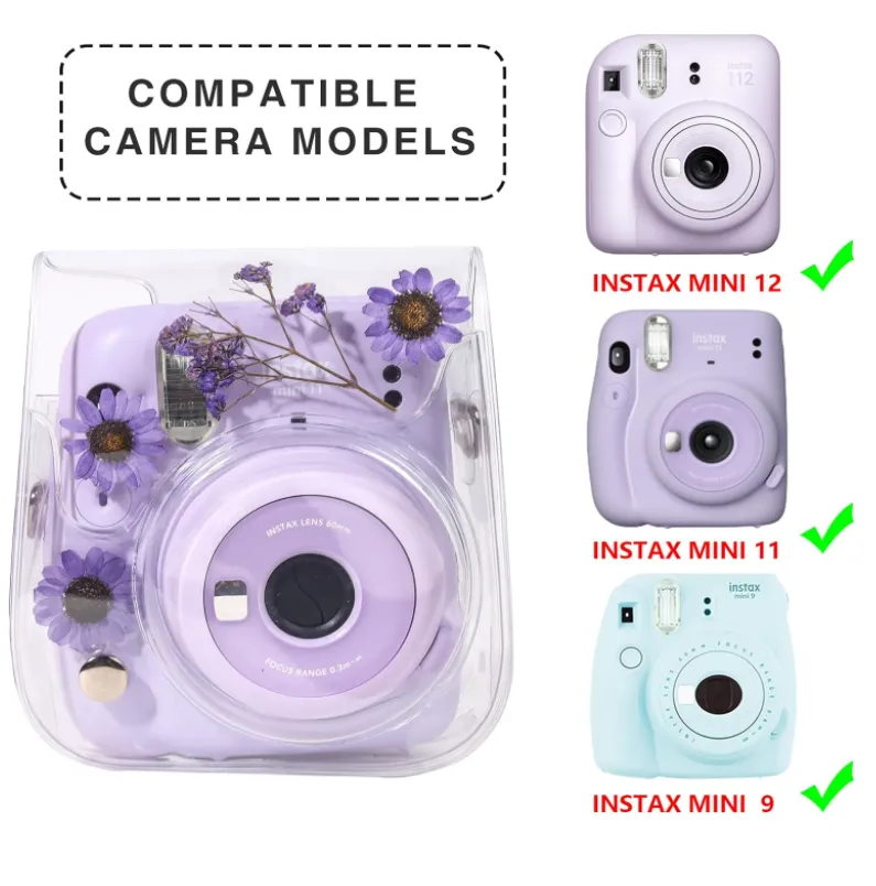 [CLEARANCE] Pikxi Crystal Clear Protective Case for Fujifilm Instax Mini Instant Camera with Cute Shoulder Bag Style Design