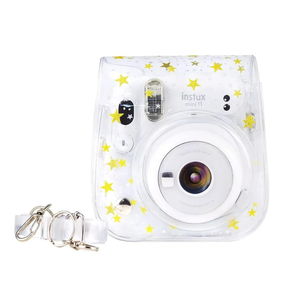 [CLEARANCE] Pikxi Crystal Clear Protective Case for Fujifilm Instax Mini Instant Camera with Cute Shoulder Bag Style Design