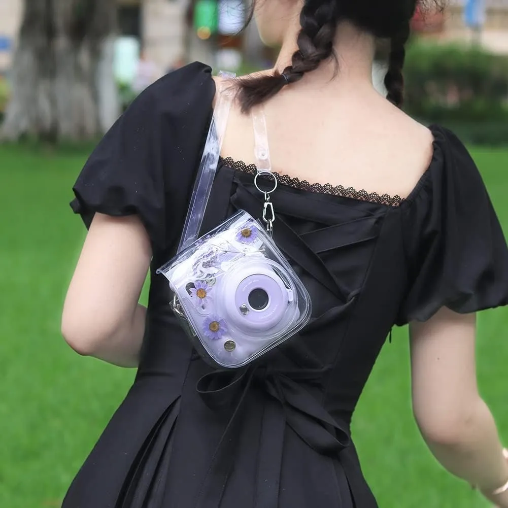 [CLEARANCE] Pikxi Crystal Clear Protective Case for Fujifilm Instax Mini Instant Camera with Cute Shoulder Bag Style Design