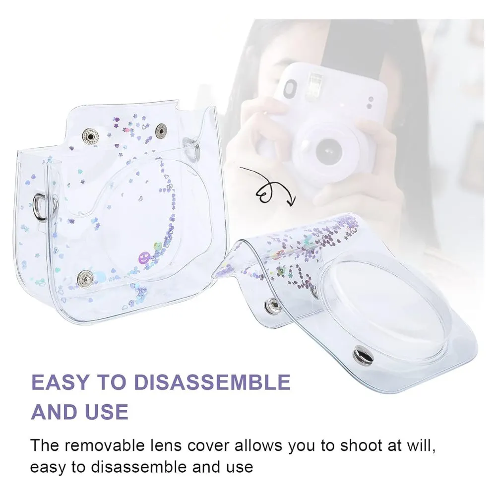 [CLEARANCE] Pikxi Crystal Clear Protective Case for Fujifilm Instax Mini Instant Camera with Cute Shoulder Bag Style Design