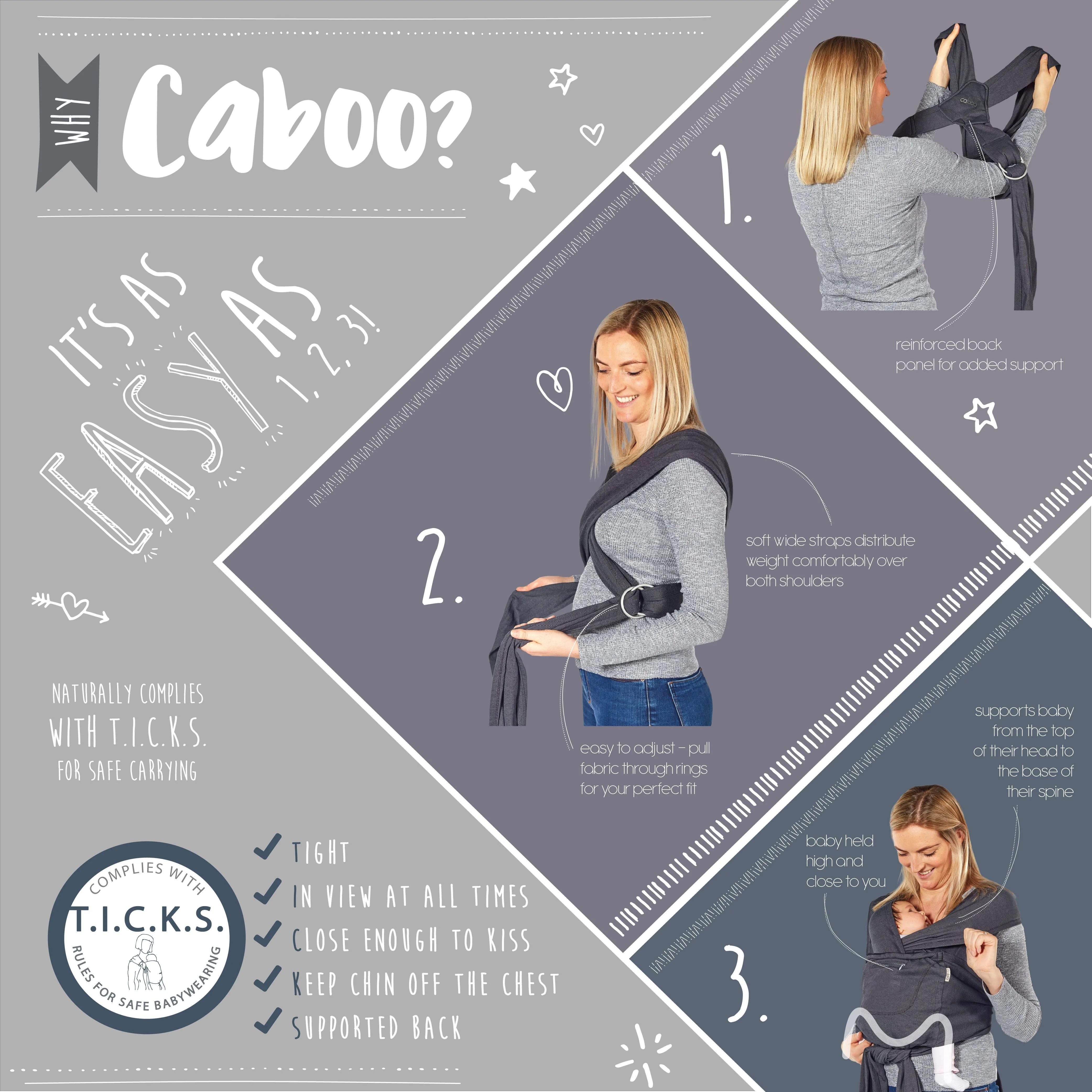 Close Pop-in Cotton Blend - Hip Healthy One- size Adjustable Multi-Position Baby Carrier/Sling