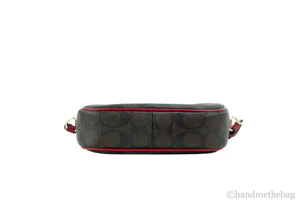 Coach Jamie Mini Brown Red Coated Canvas Camera Crossbody Handbag