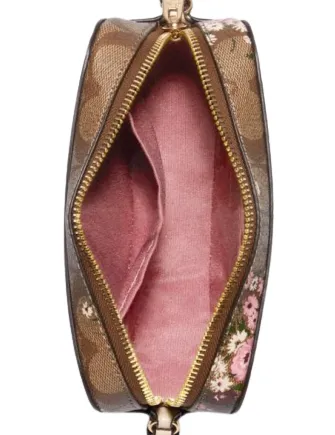 Coach Mini Camera Bag In Signature Canvas With Evergreen Floral Print
