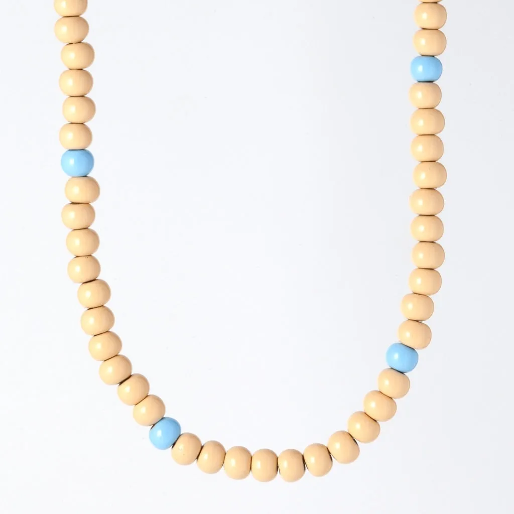 Color Ball Necklace Short - Buttercream/Light Blue