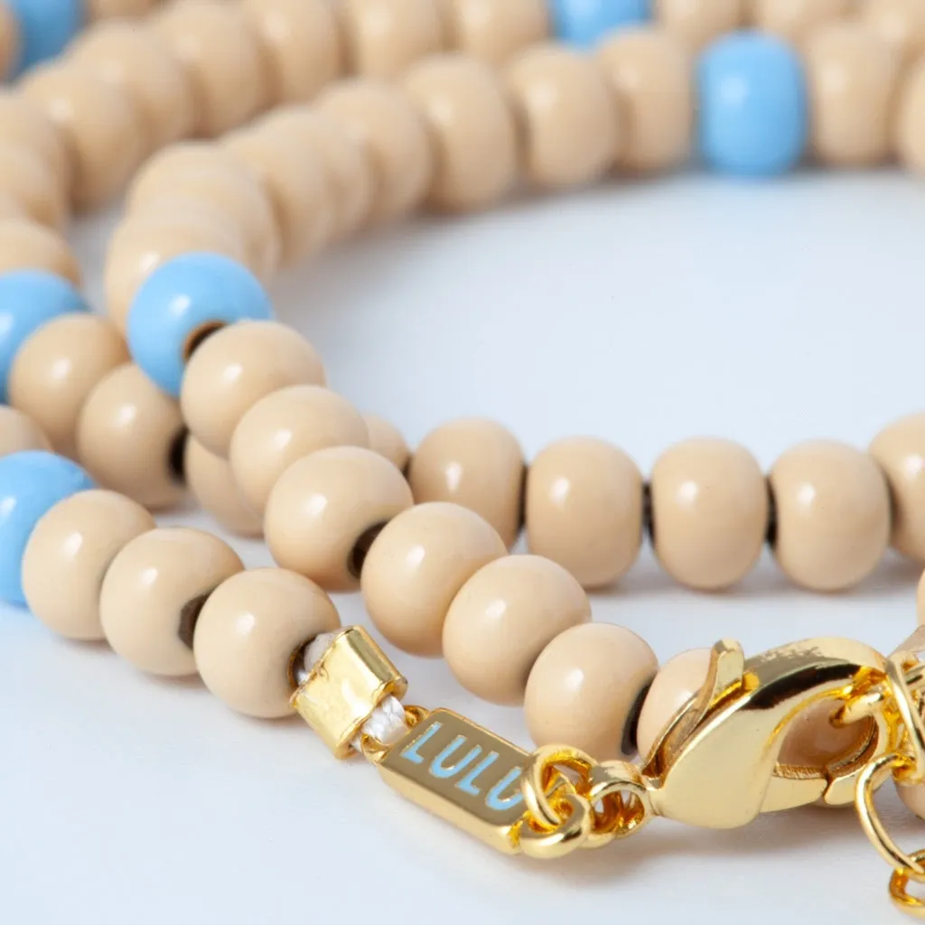 Color Ball Necklace Short - Buttercream/Light Blue