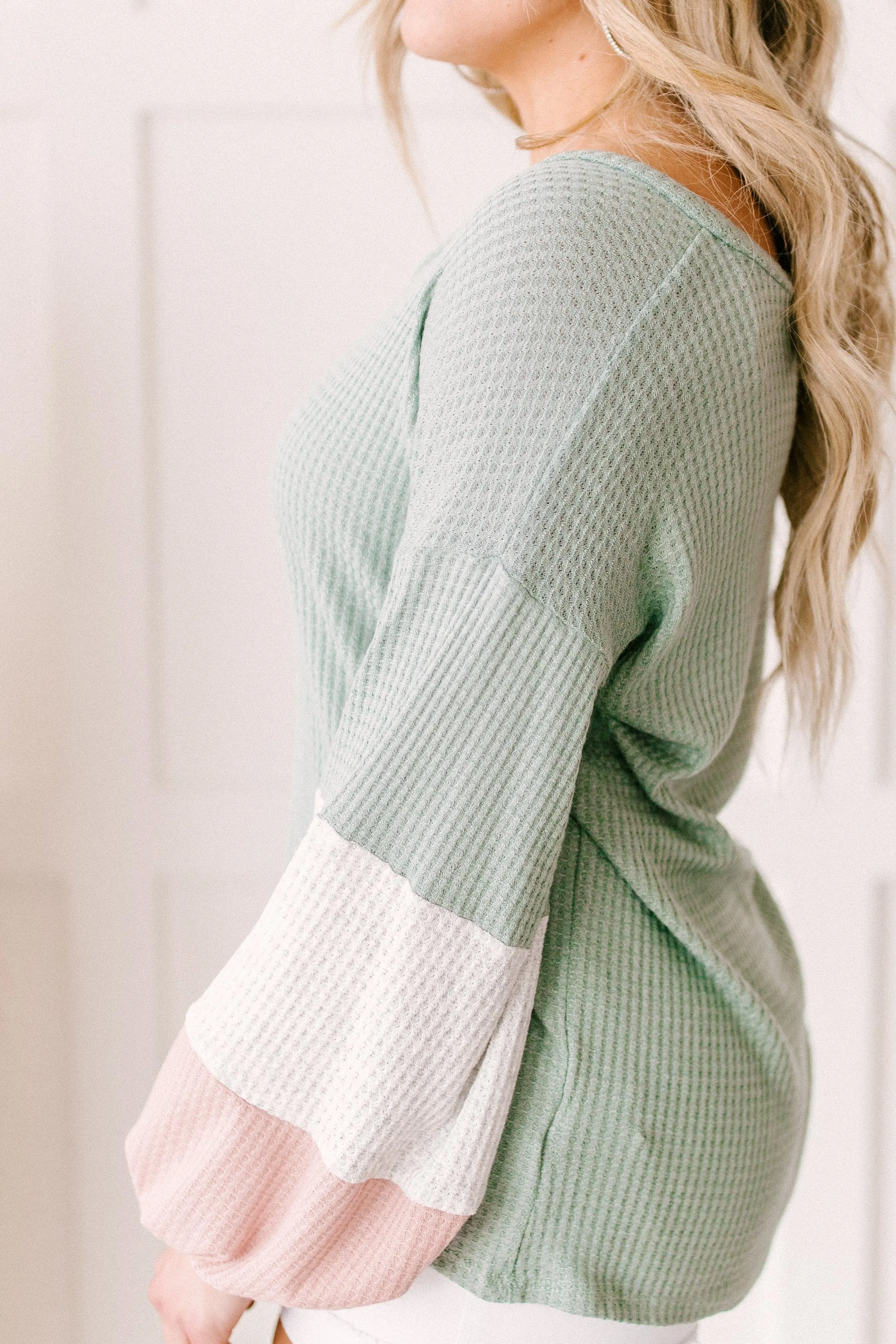 Colorblock Balloon Sleeve Top
