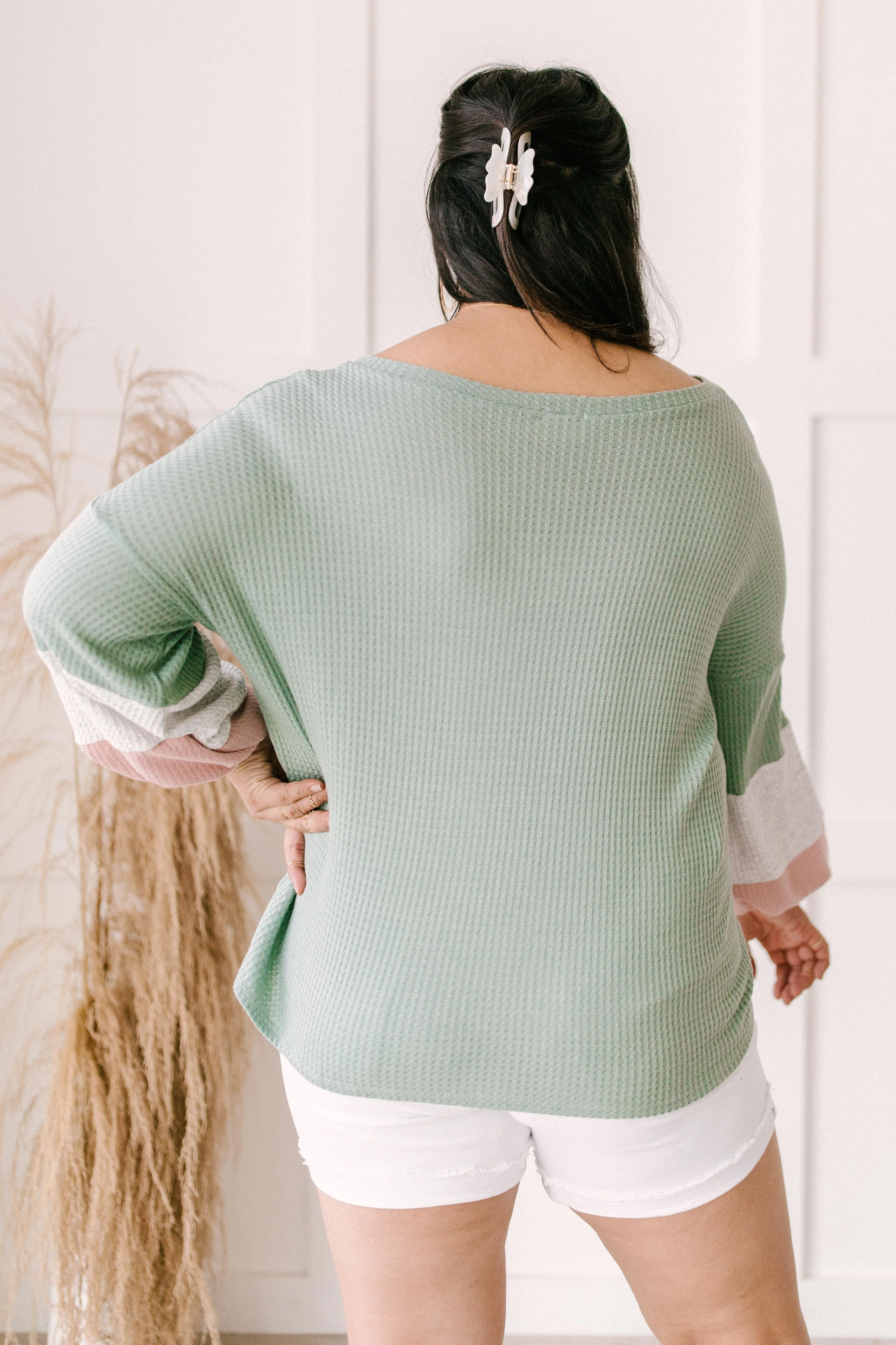 Colorblock Balloon Sleeve Top