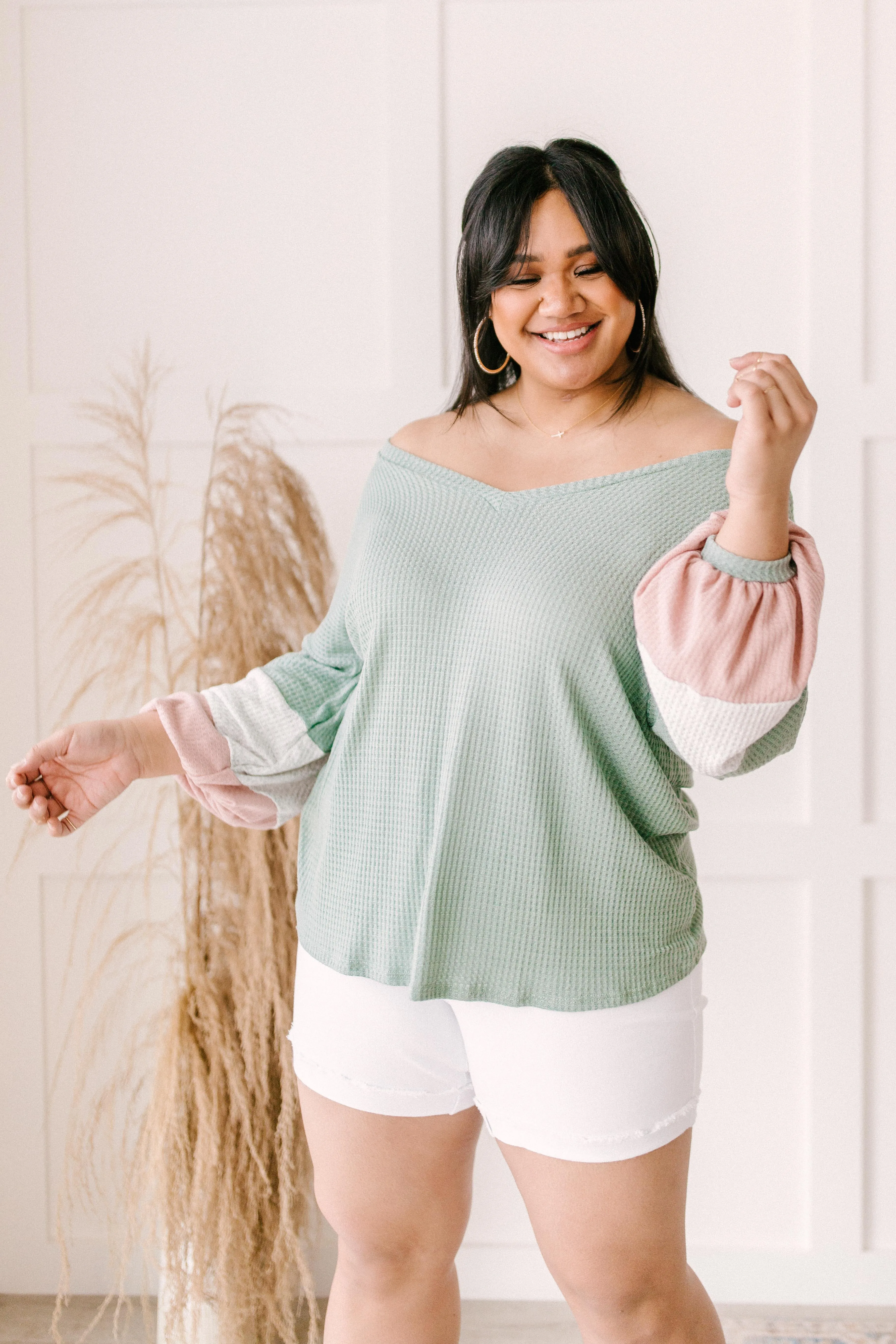 Colorblock Balloon Sleeve Top