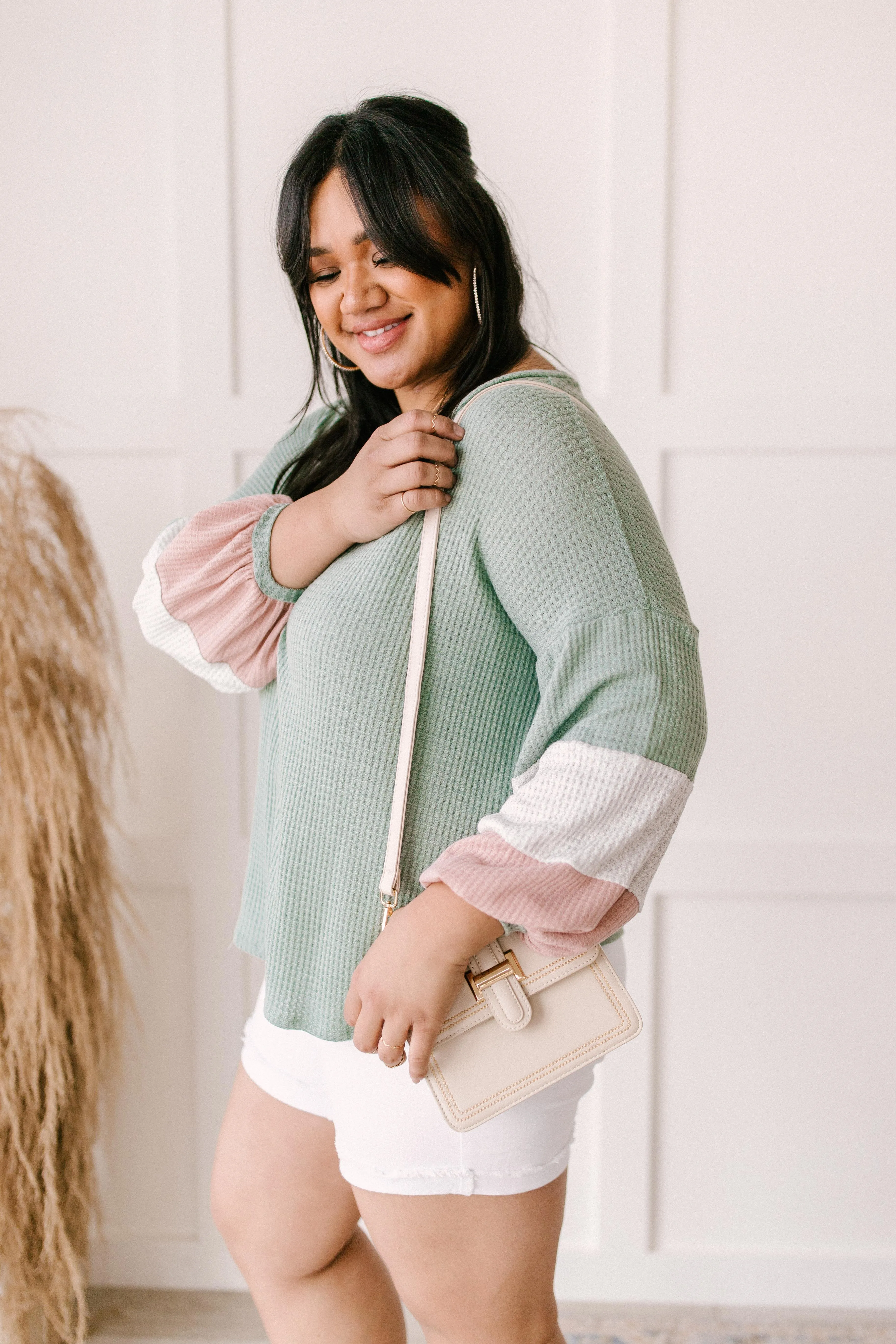 Colorblock Balloon Sleeve Top