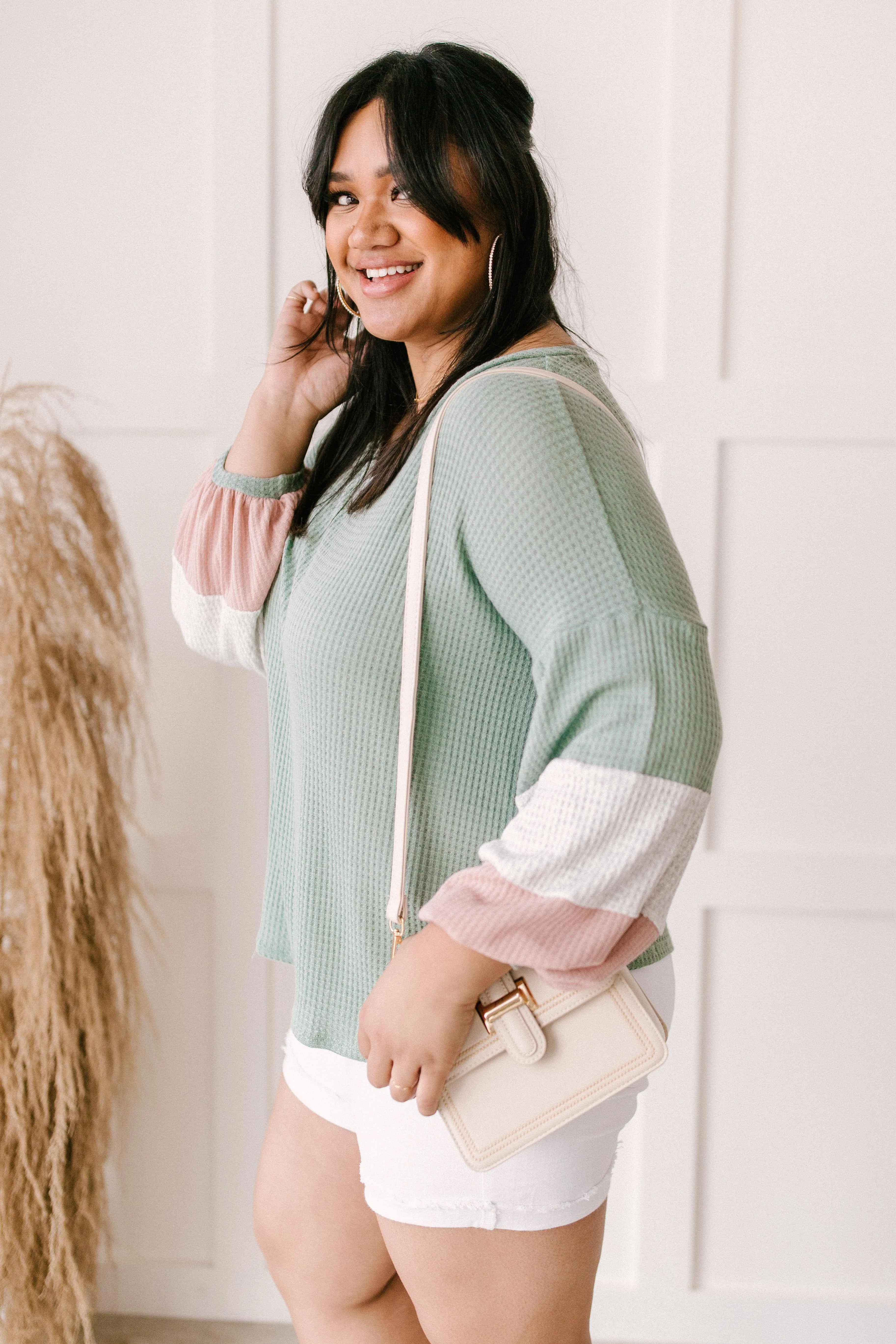 Colorblock Balloon Sleeve Top