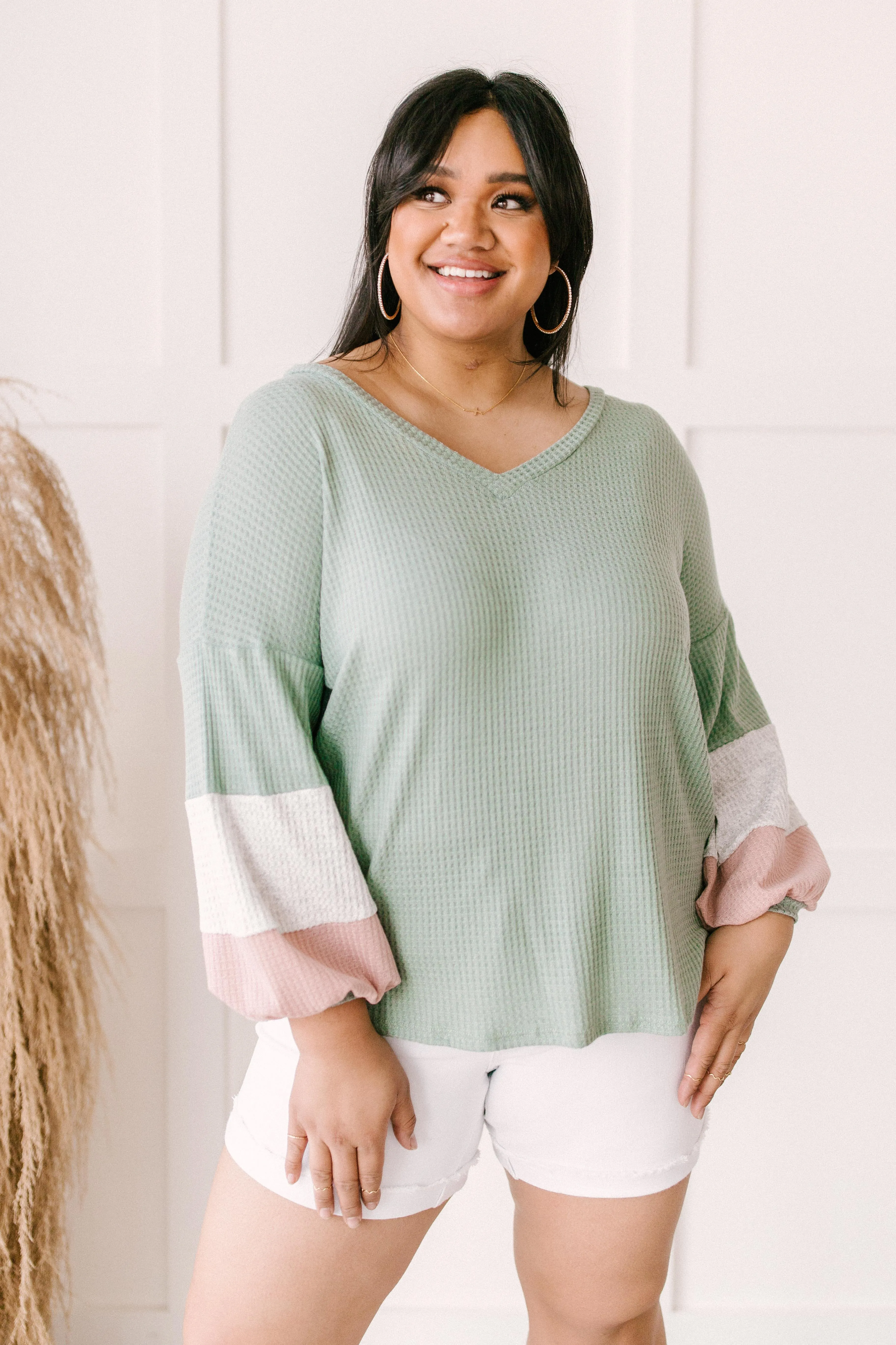 Colorblock Balloon Sleeve Top