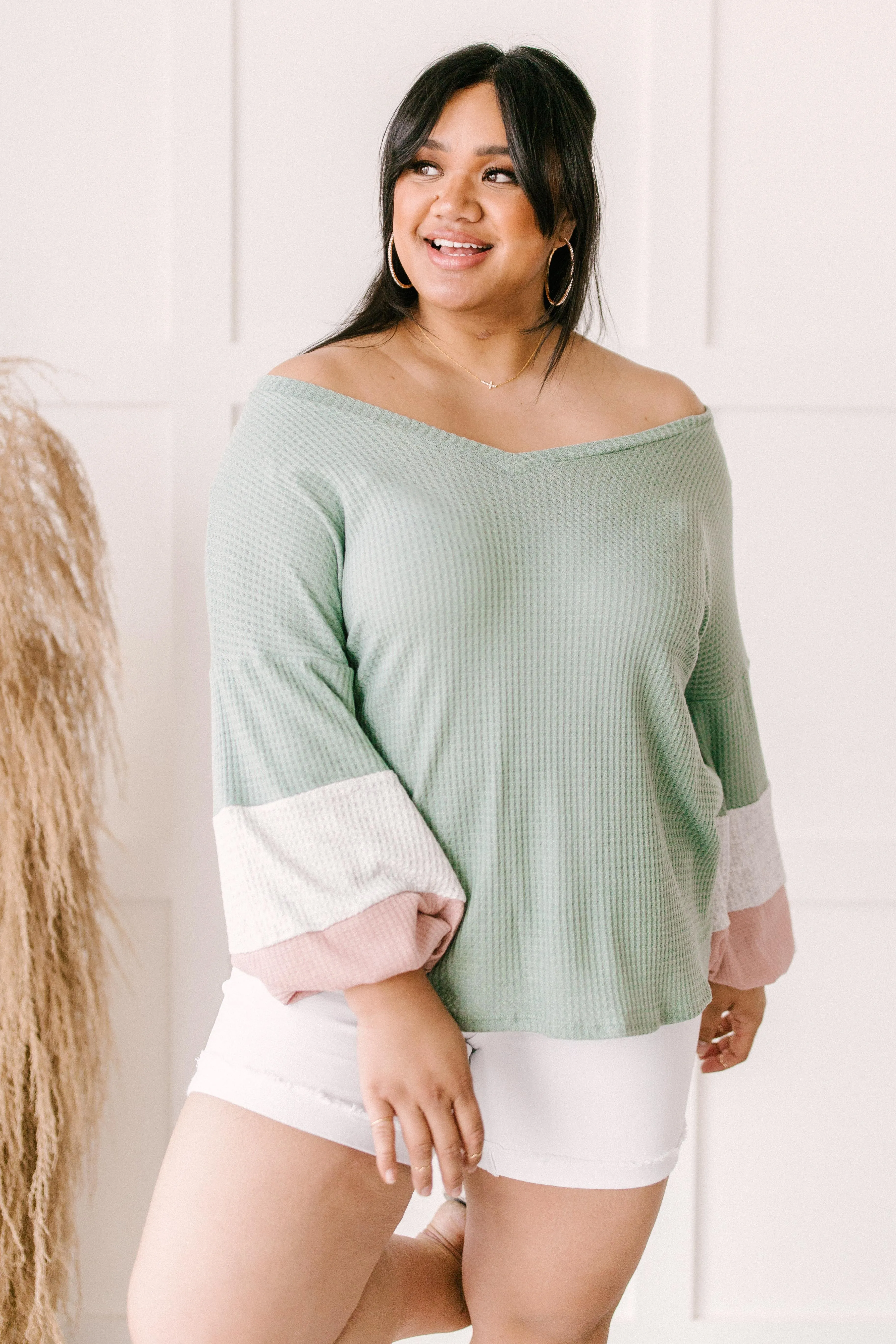 Colorblock Balloon Sleeve Top