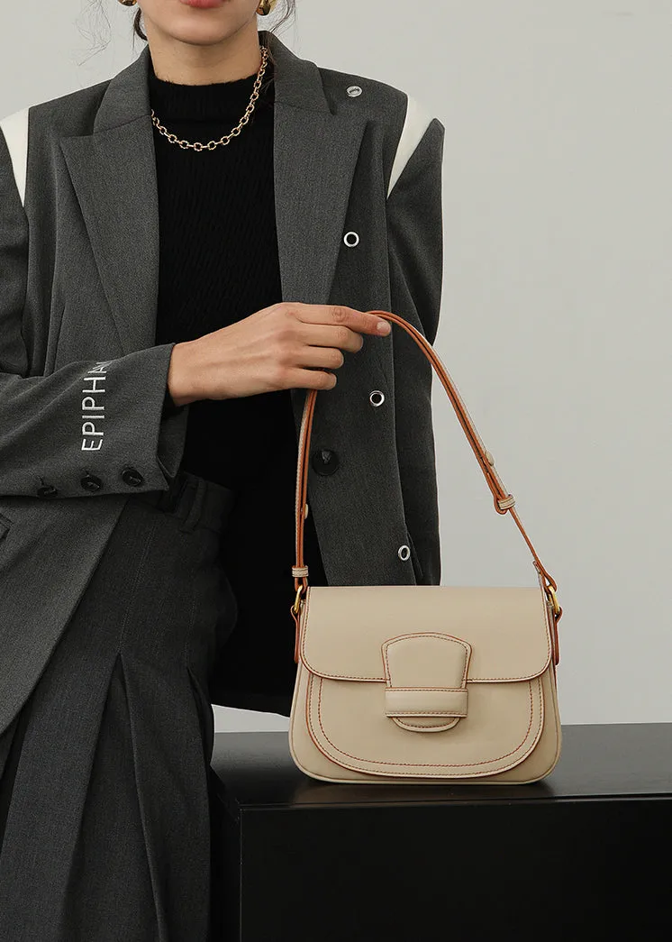 Cowhide Leather Flap Messenger Bag