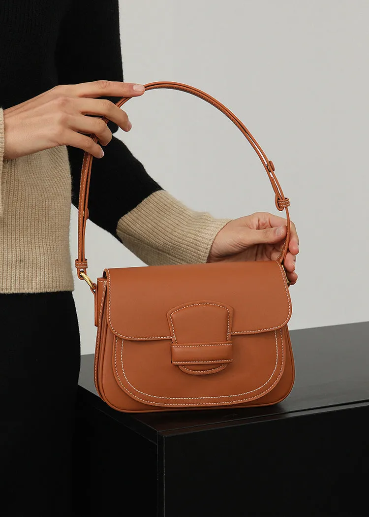 Cowhide Leather Flap Messenger Bag