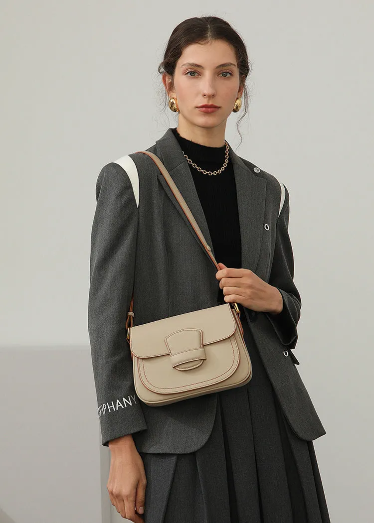 Cowhide Leather Flap Messenger Bag