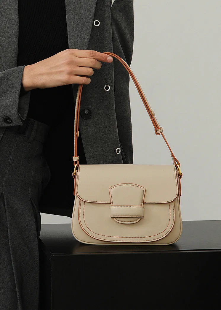 Cowhide Leather Flap Messenger Bag