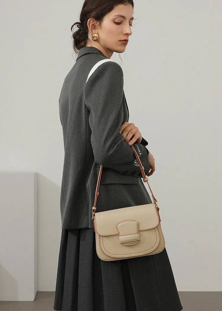 Cowhide Leather Flap Messenger Bag