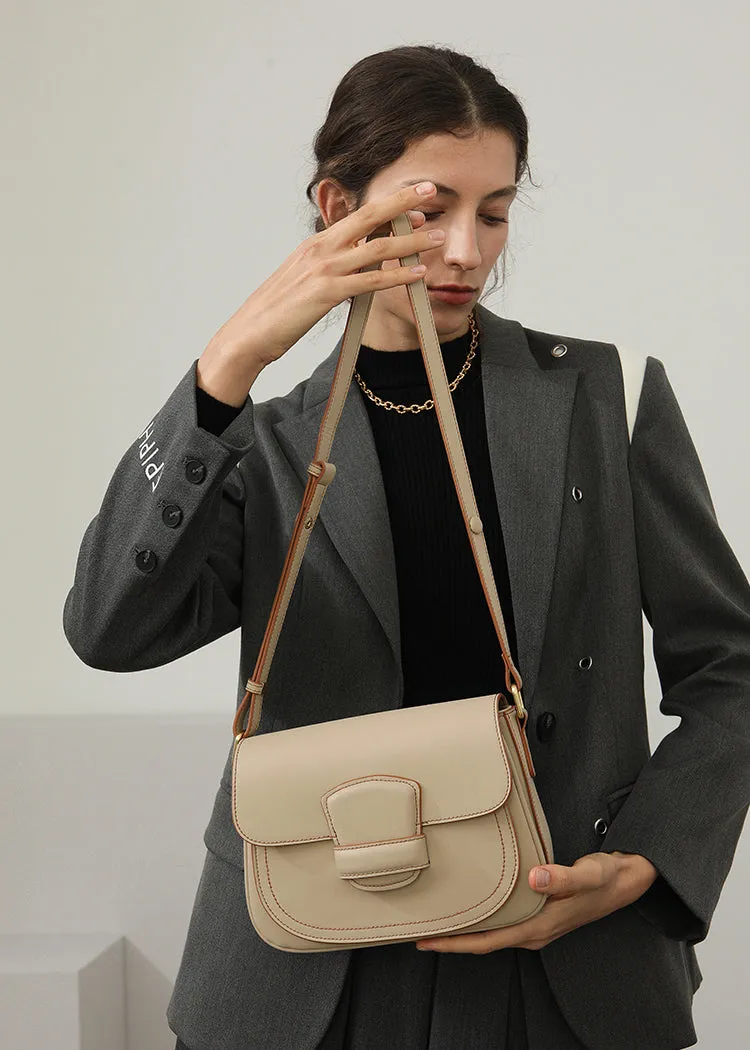 Cowhide Leather Flap Messenger Bag