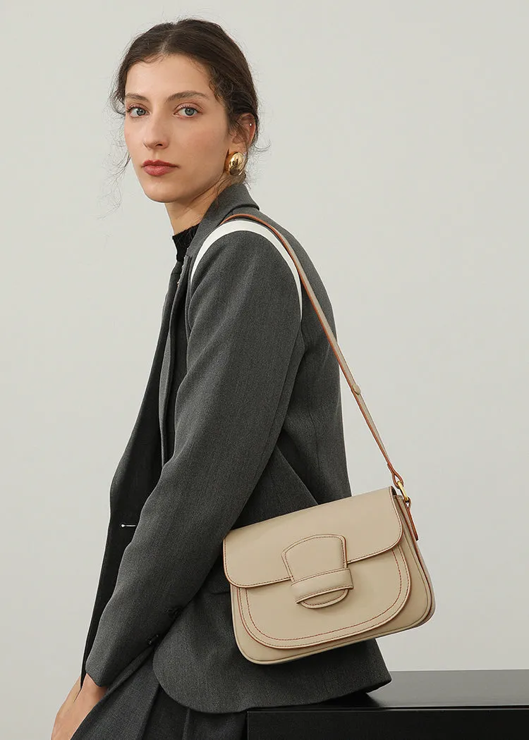 Cowhide Leather Flap Messenger Bag