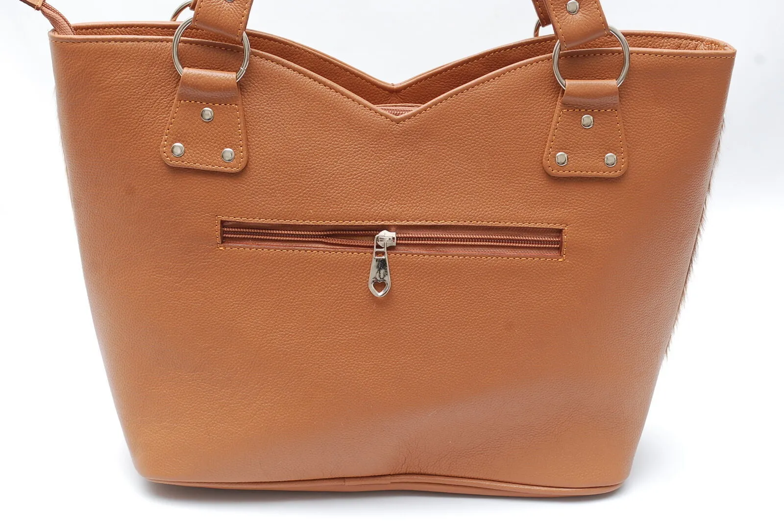 Cowhide Leather Tote Purse Tricolor