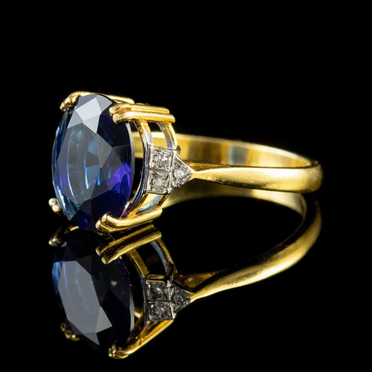 Cz Tanzanite Paste Stone Ring 18Ct Gold On Silver