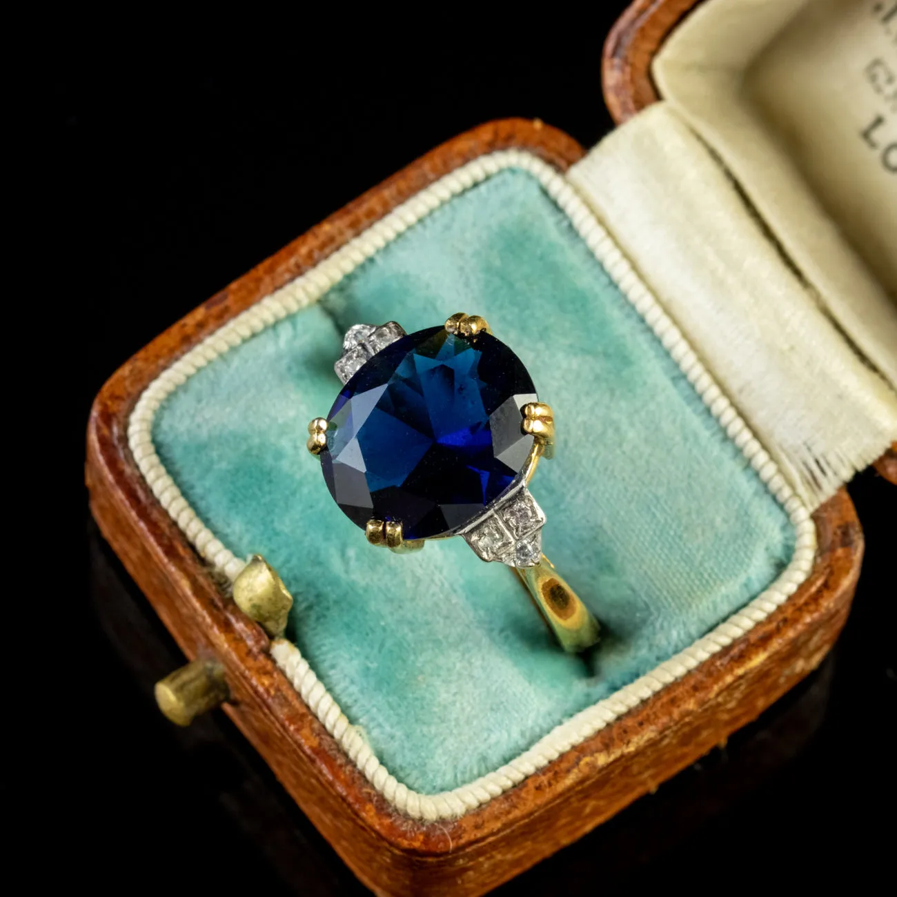 Cz Tanzanite Paste Stone Ring 18Ct Gold On Silver