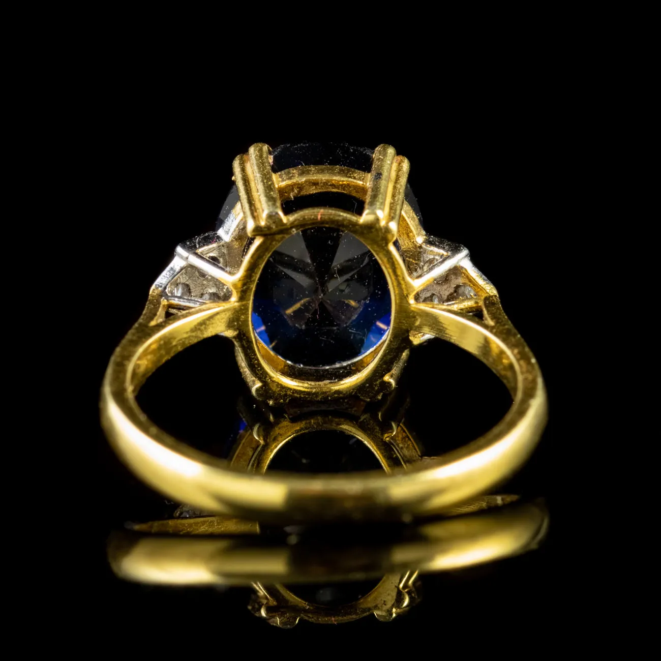 Cz Tanzanite Paste Stone Ring 18Ct Gold On Silver