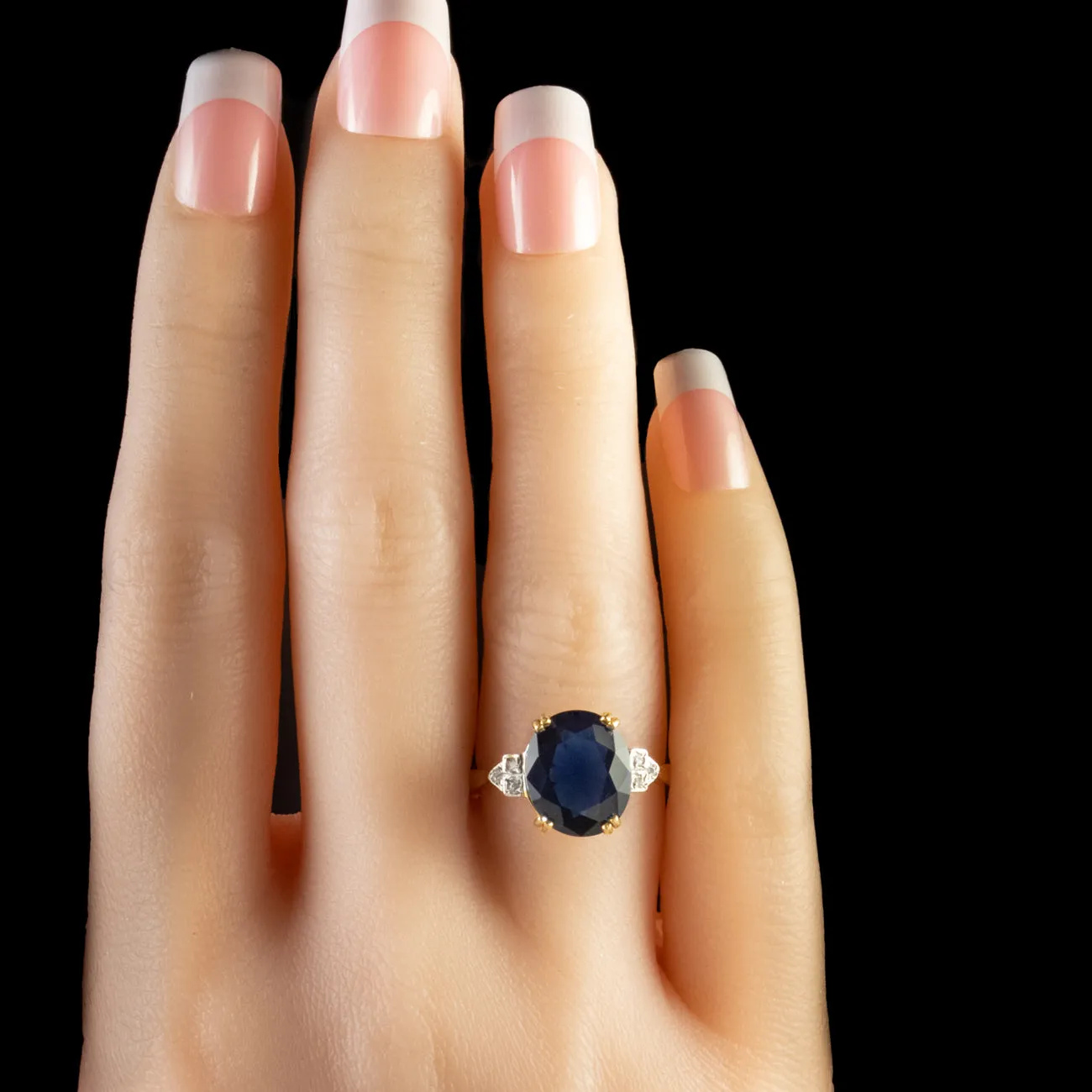 Cz Tanzanite Paste Stone Ring 18Ct Gold On Silver