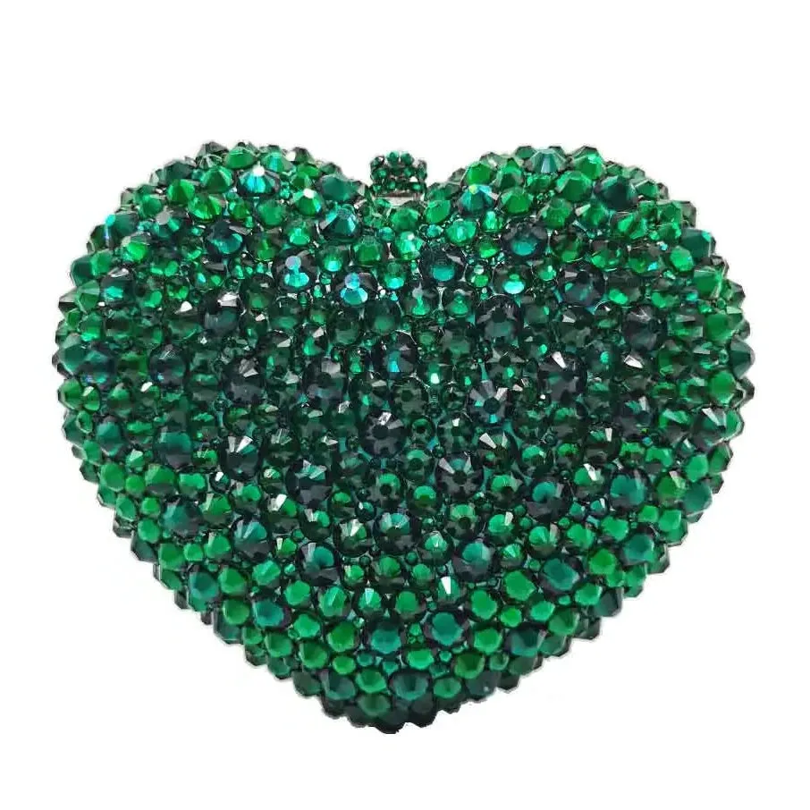 Deluxe Crystal Diamond Heart Shaped Evening Clutch Bag