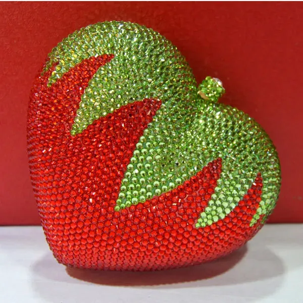 Deluxe Crystal Diamond Heart Shaped Evening Clutch Bag