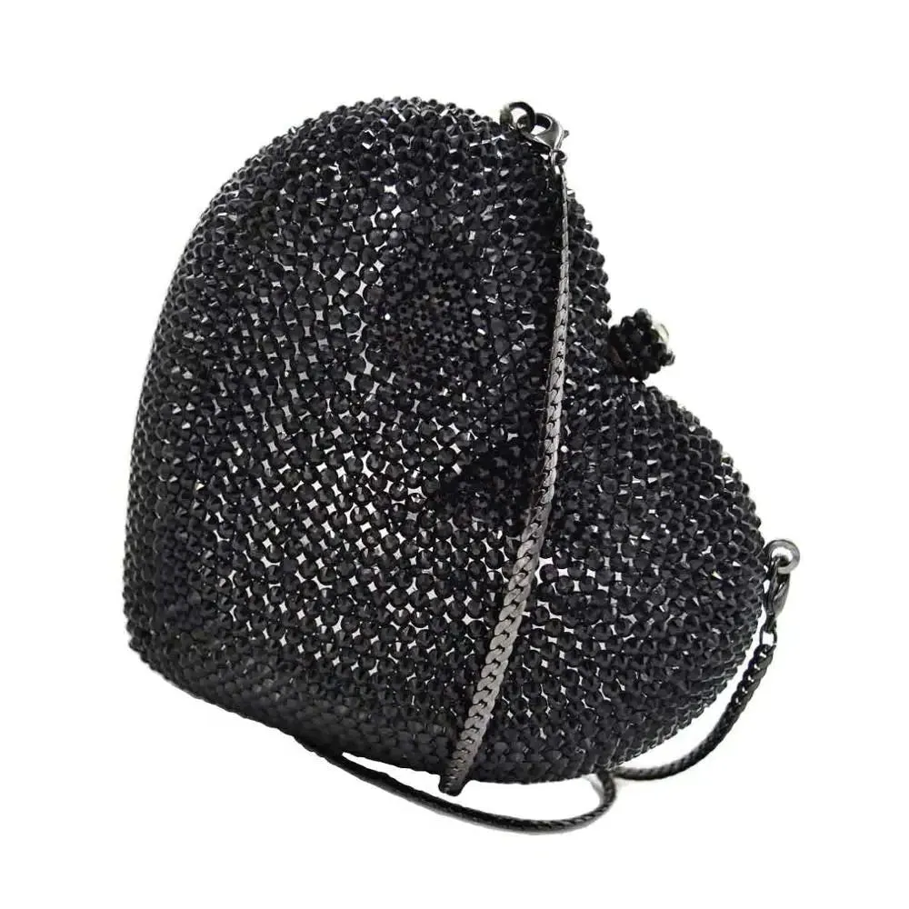 Deluxe Crystal Diamond Heart Shaped Evening Clutch Bag