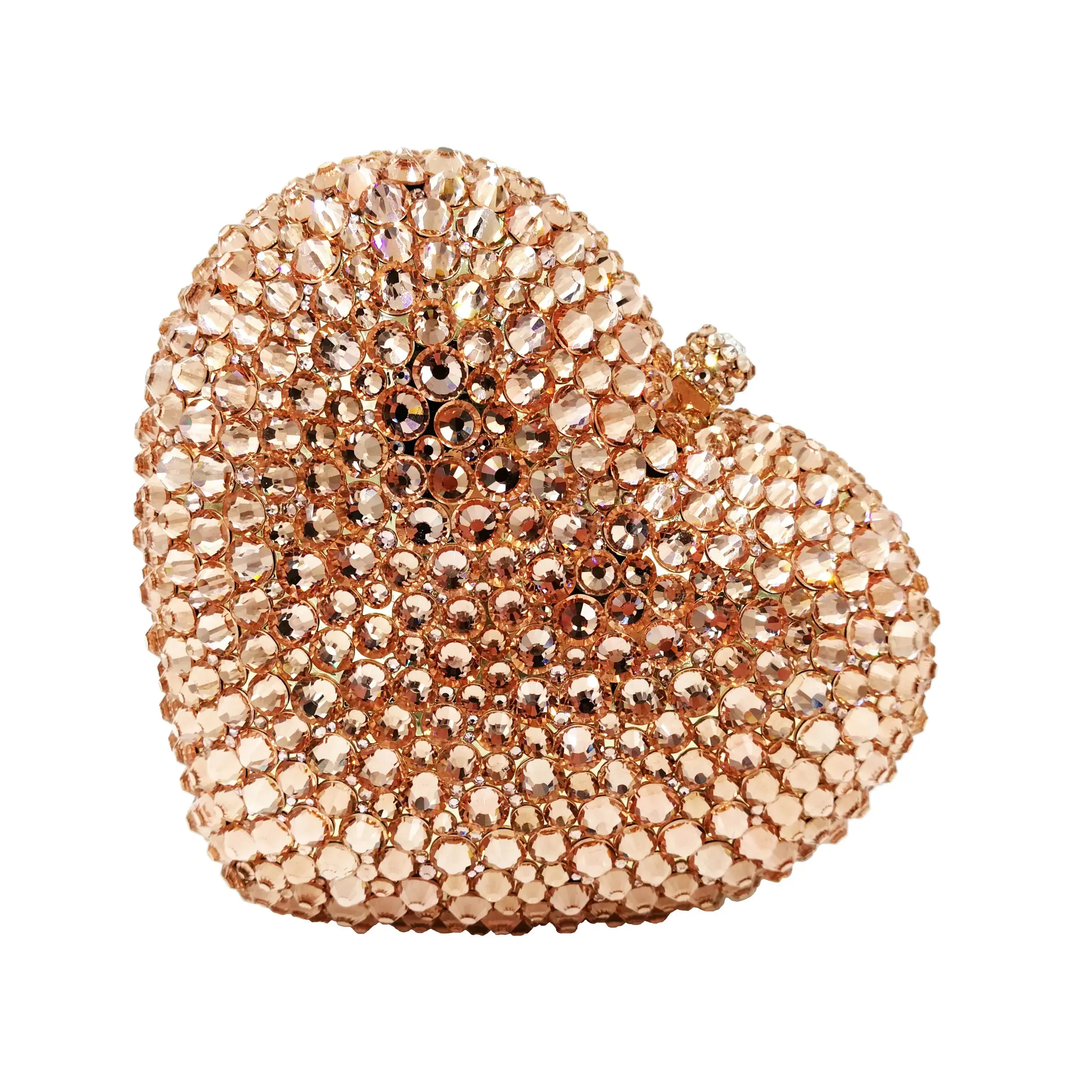 Deluxe Crystal Diamond Heart Shaped Evening Clutch Bag