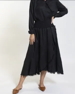 DENIM TENCIL SMOCKED SKIRT