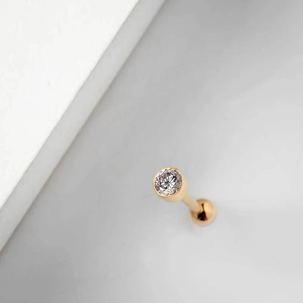 Diamond Bezel-Set Cartilage Stud Earring