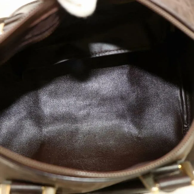 Dior Christian Brown Oblique Trotter Logo Print Canvas And Brown Leather Embroidered Satchel