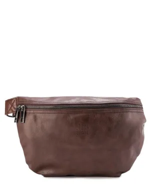 Distressed Leather Medium Bumbag - Dark Brown