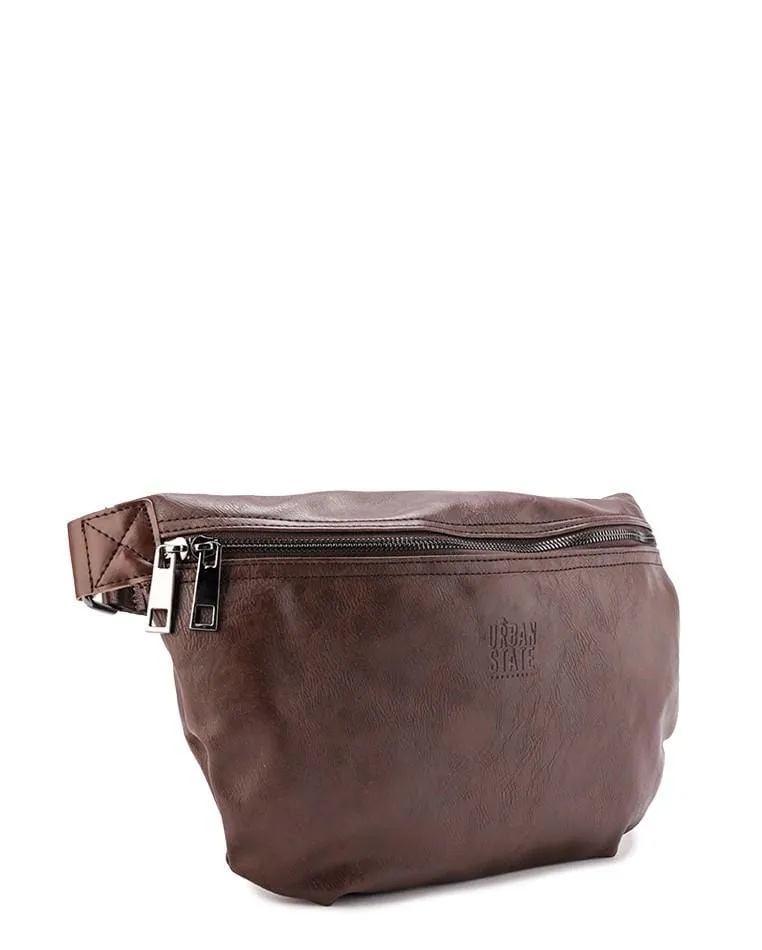 Distressed Leather Medium Bumbag - Dark Brown