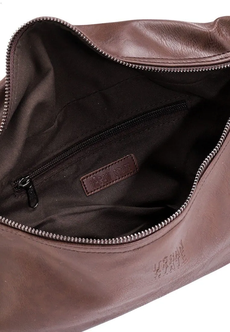 Distressed Leather Medium Bumbag - Dark Brown