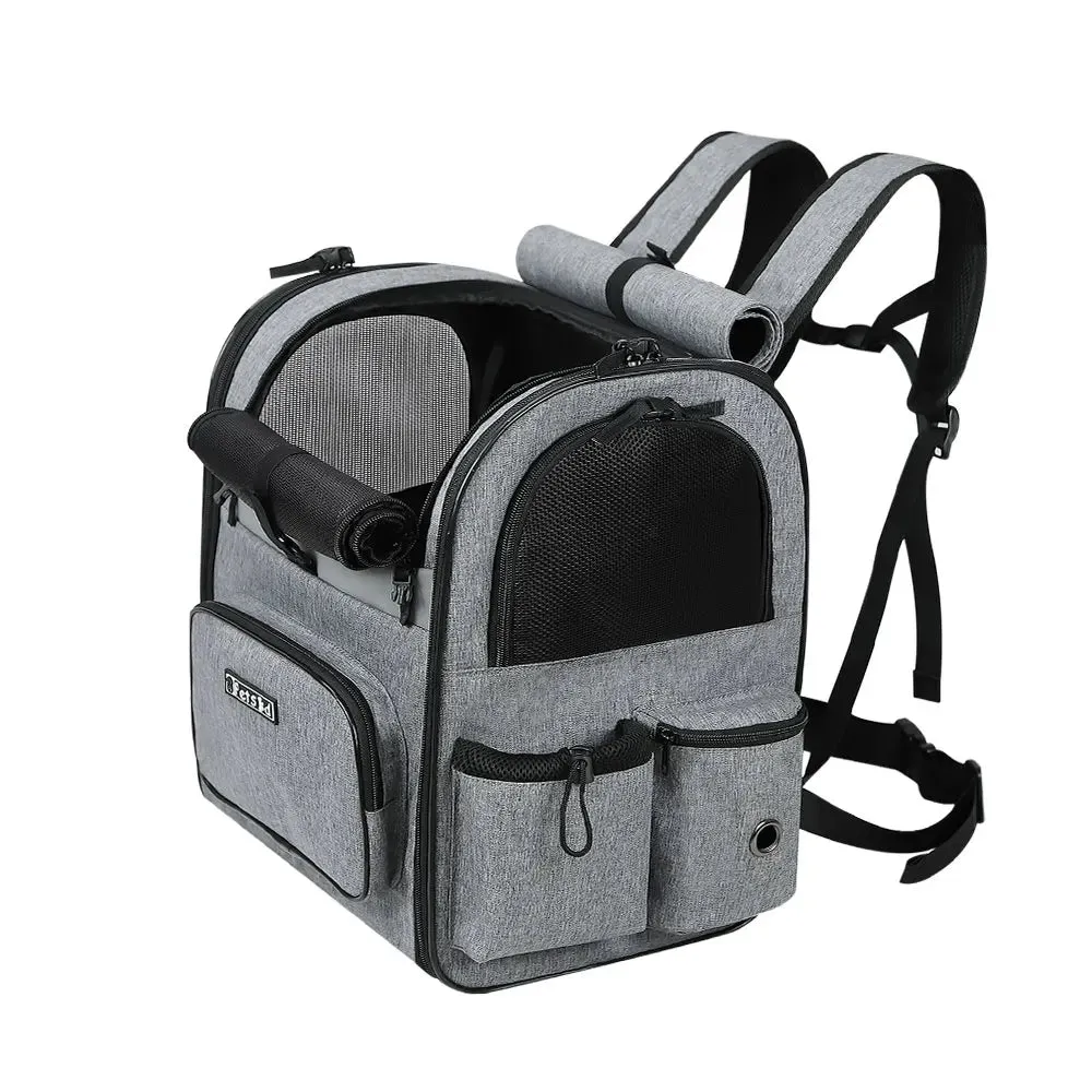 Dog Carrier Bag Pet Double Shoulder Backpack Sturdy Frame Breathable Foldable Dog Double Doors Bag Fits 20 lbs Pets Travel Set
