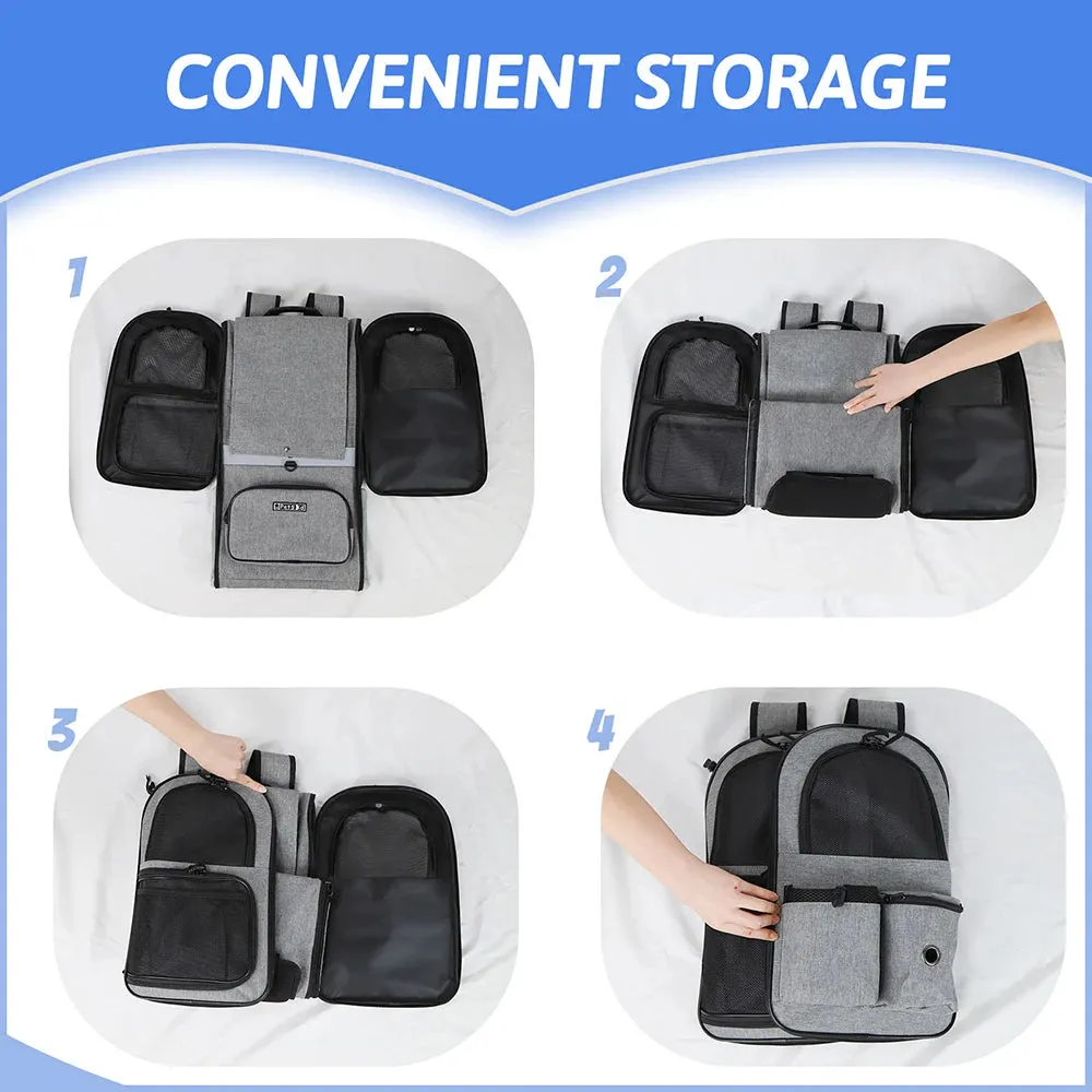 Dog Carrier Bag Pet Double Shoulder Backpack Sturdy Frame Breathable Foldable Dog Double Doors Bag Fits 20 lbs Pets Travel Set