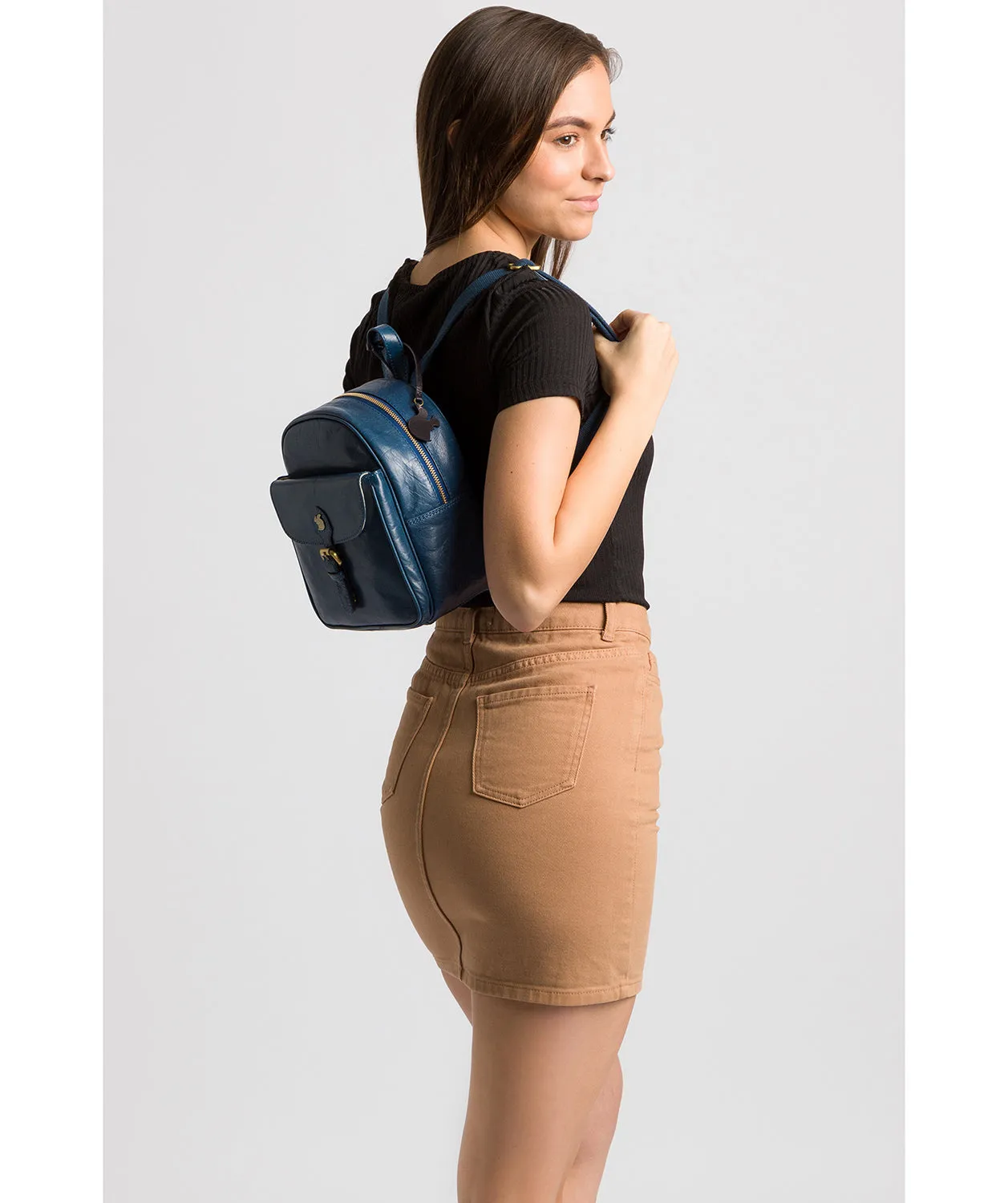 'Eloise' Snorkel Blue Leather Backpack
